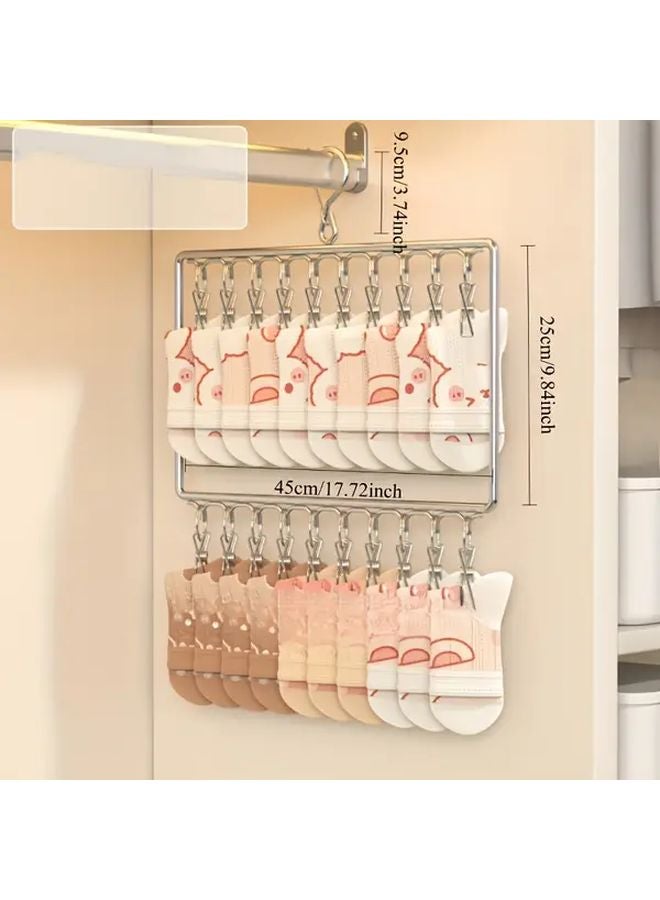 Heavy Duty Stainless Steel 2 Tier 3 Tier Hat Sox Underwear Organizer With 20 Clips - Image 3